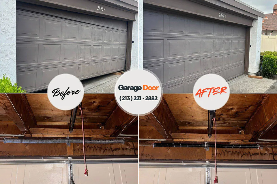 Before and after: garage door repair Attleboro, MA